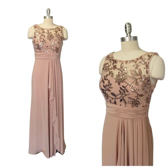 Vintage 90s Y2K Prom Dress Maxi Gown Size 4P Pink Mauve Sequin Formal Dance - Picture 1 of 10